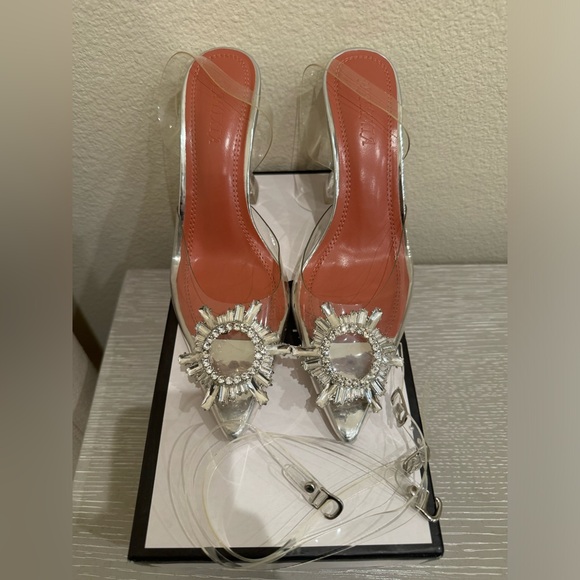 Clear PVC Crystal Pointed Heel, Brooch, Size 37 (7/7.5), Great Condition - Picture 6 of 8